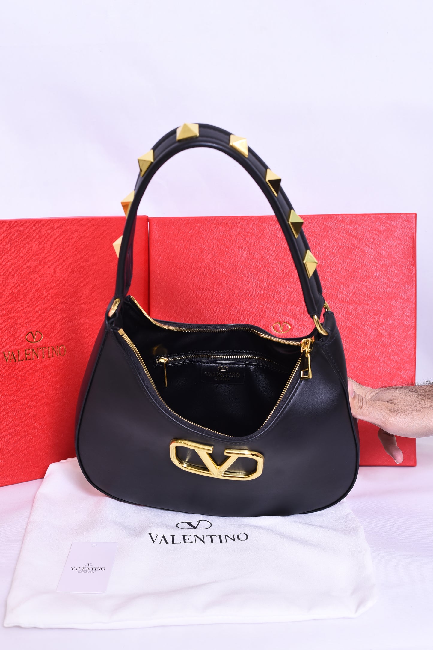 Valentino Golden Logo Black Bag