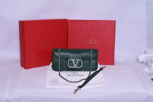 Valentino Silver Logo Green Small Bag