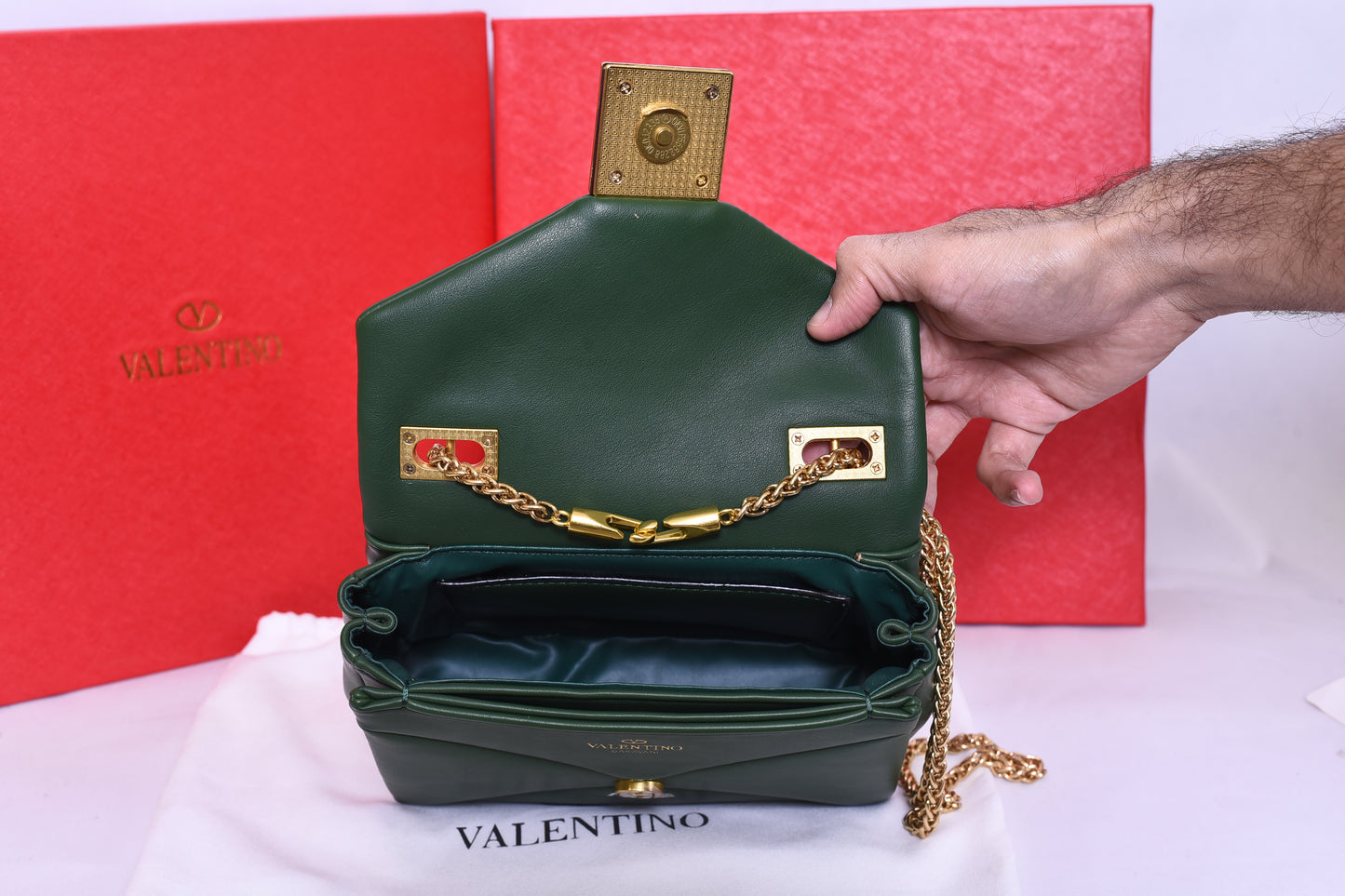 Valentino Logo Dark Green Mini Bag