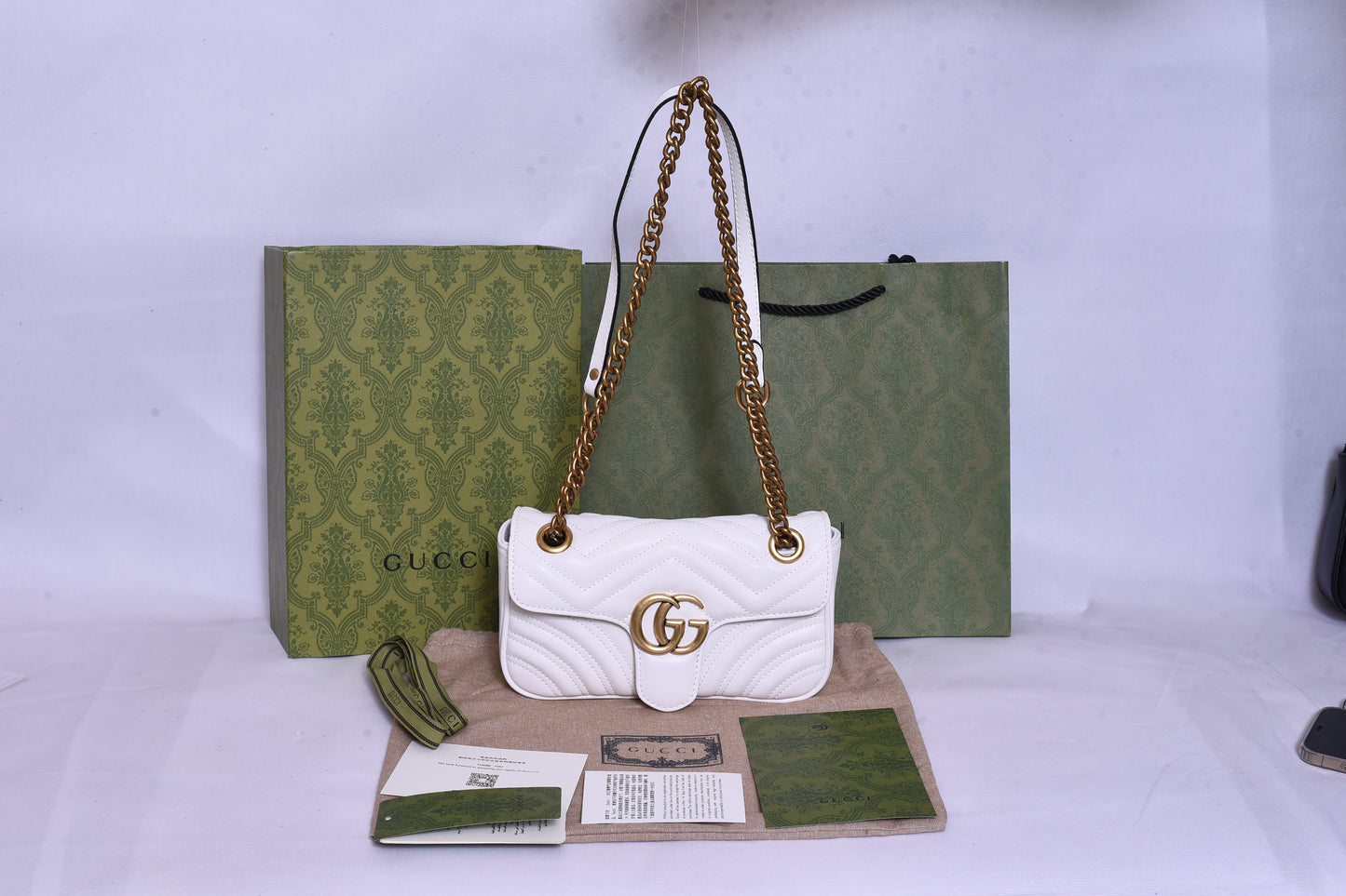 Gucci GG Logo White Bag