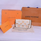 LV Logo Pattern White Mini Purse Bag