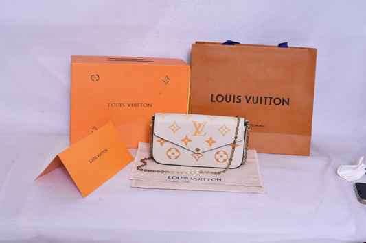 LV Logo Pattern White Mini Purse Bag