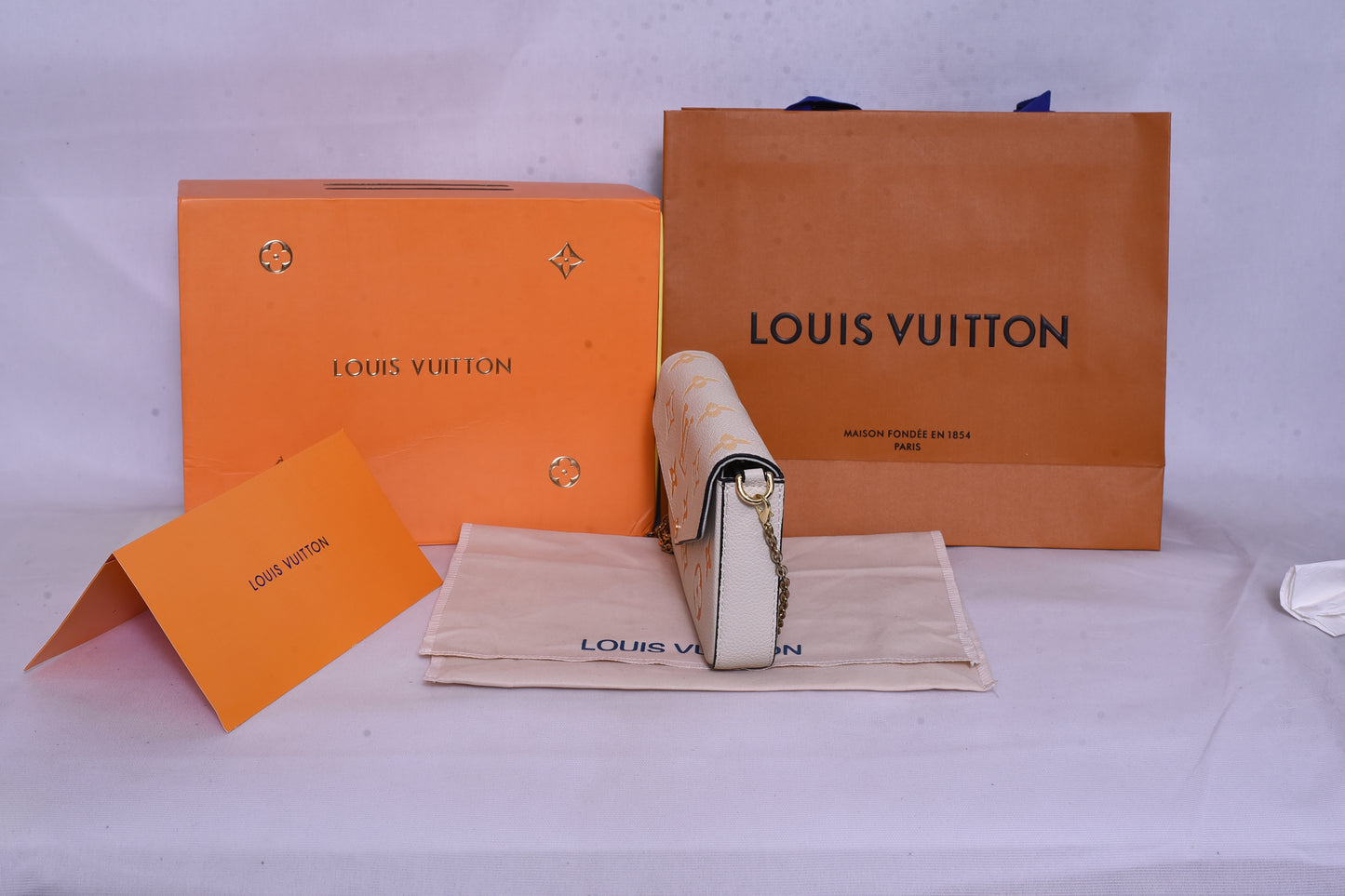 LV Logo Pattern White Mini Purse Bag