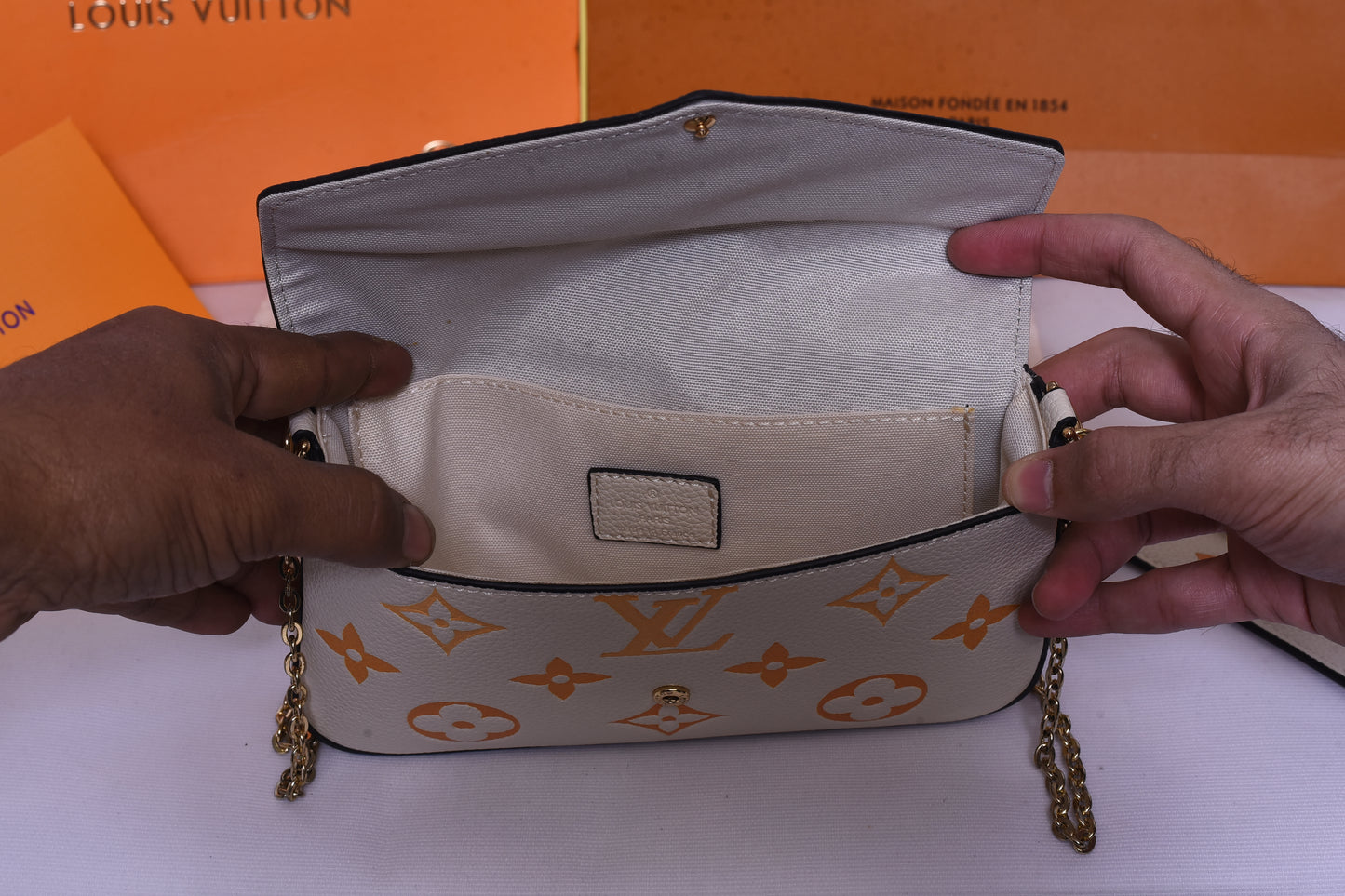 LV Logo Pattern White Mini Purse Bag