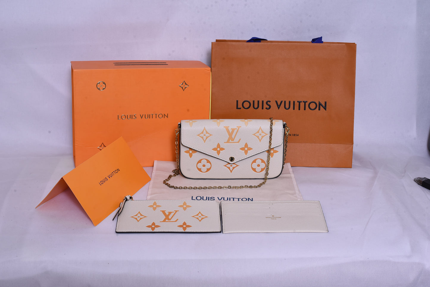 LV Logo Pattern White Mini Purse Bag