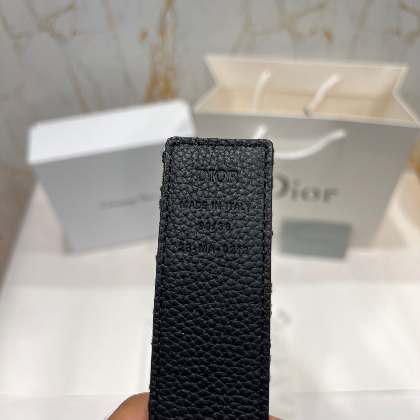Dior Black DIOR Buckle Reversible Belt Black/White