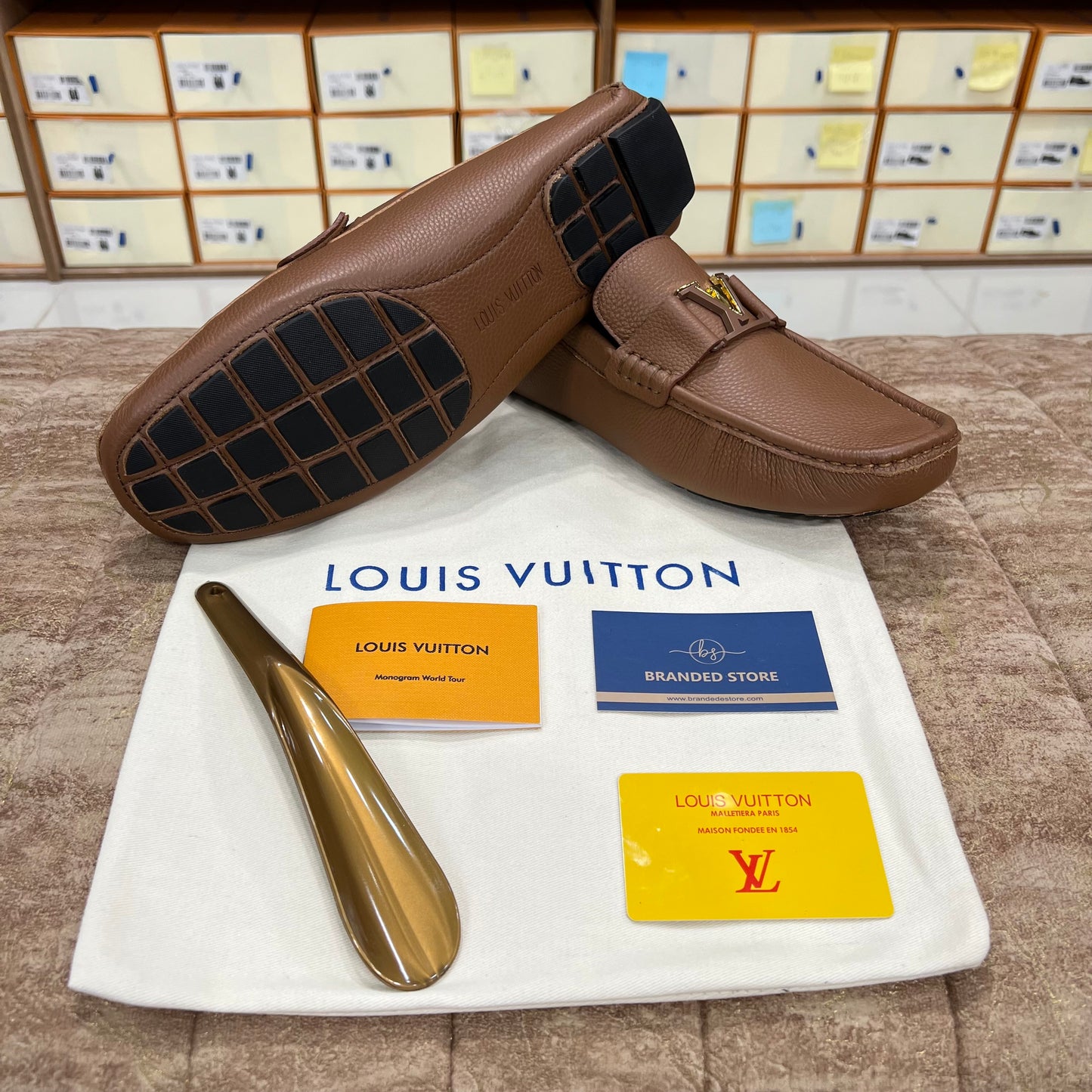 Louis Vuitton Texture Brown Logo Normal Loafer