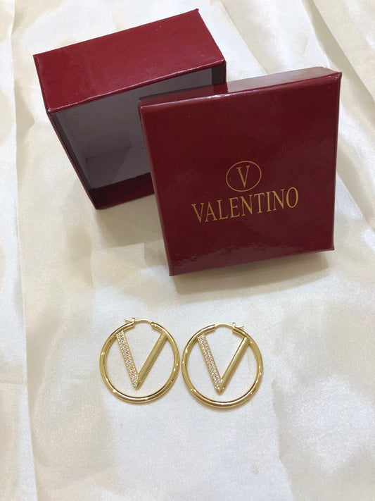 Valentino V Logo Golden Earrings
