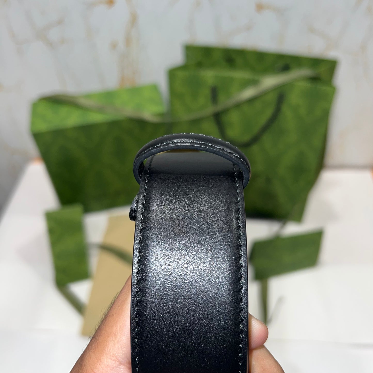 Gucci Golden GG Buckle Belt Plain Black