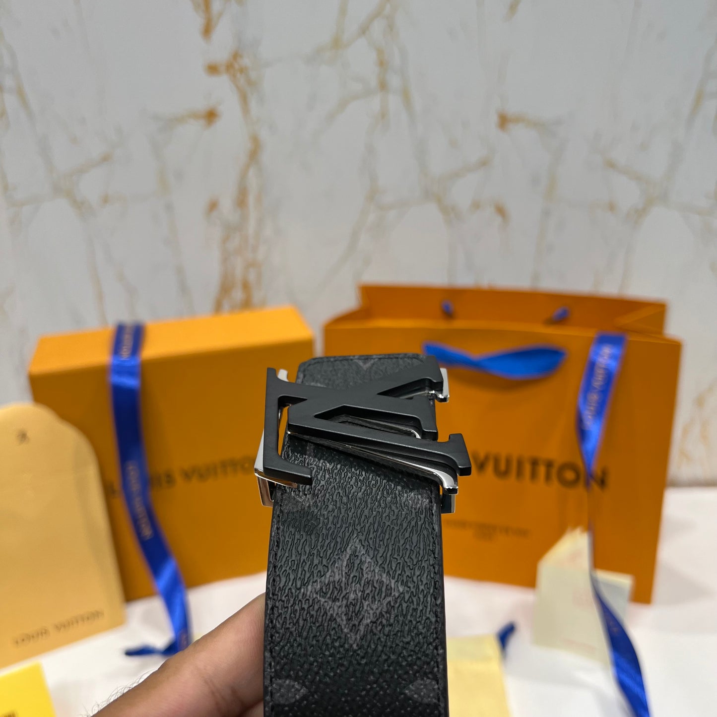 LV Double Logo Reversible Belt Black/Grey