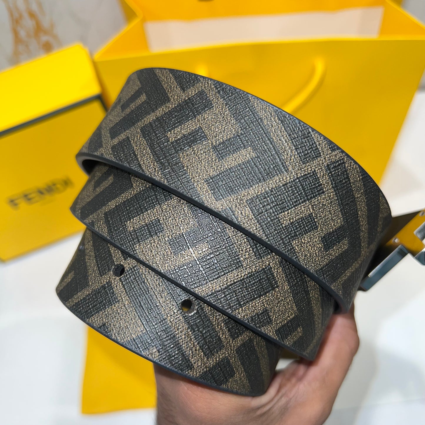 Fendi F-Shaped Buckle Belt Brown