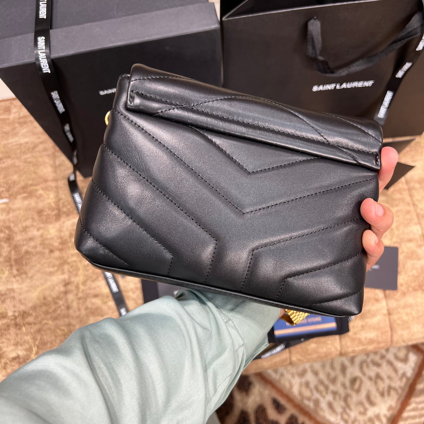 YSL Small Flap Leather Bag Black