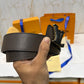 LV Triple Logo Belt Brown Pattern Black/Brown