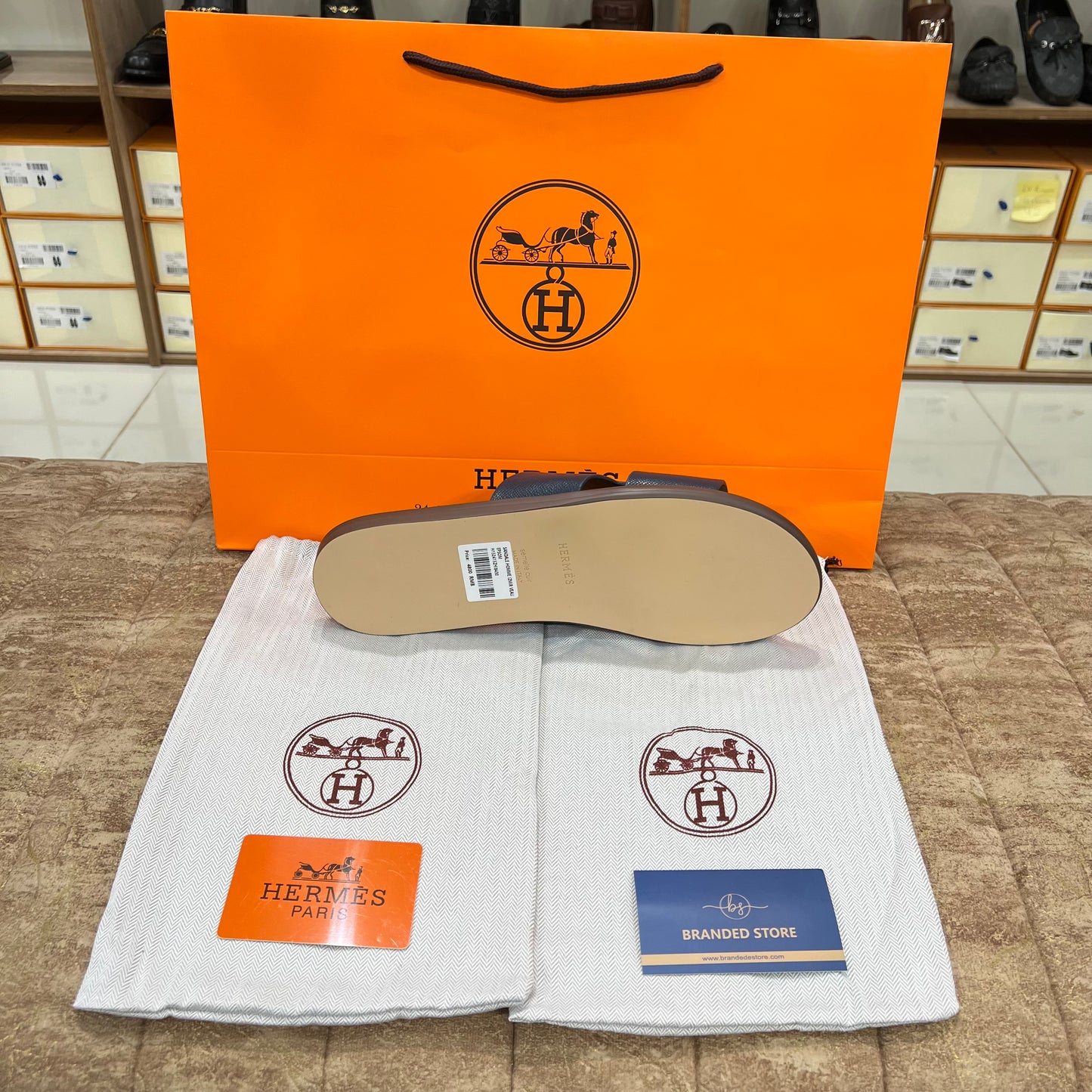 Hermes Men's Sandal Blue Texture