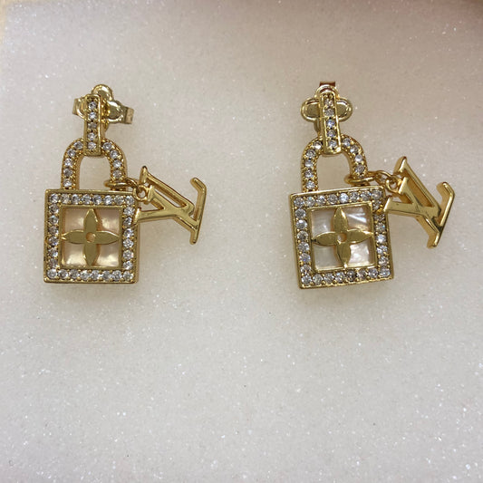 Louis Vuitton Mini Lock Golden Earrings