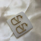 Valentino V Logo Gold White Earrings