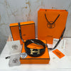 Hermes H Golden Buckle Belt Reversible Brown Black