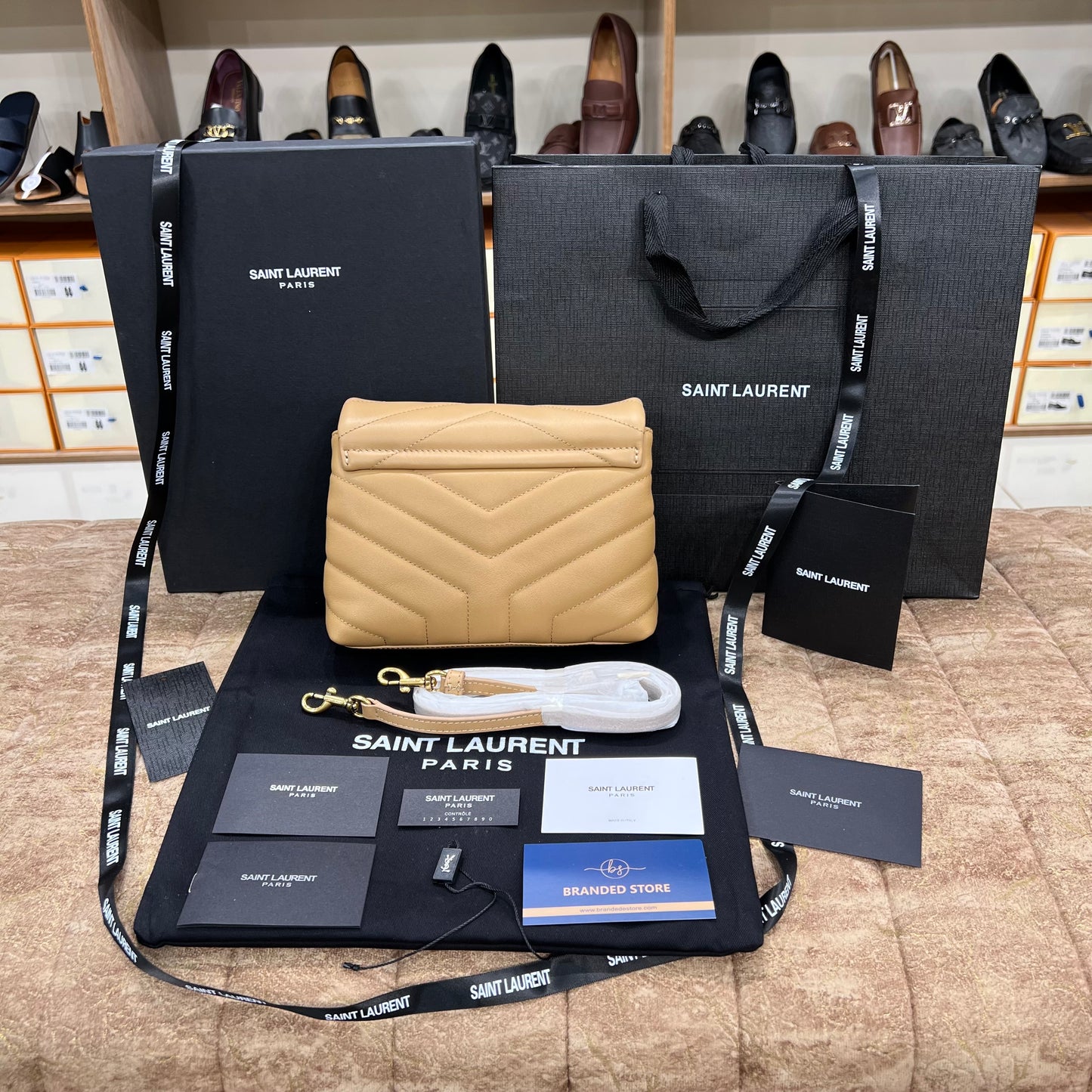 YSL Small Flap Leather Bag Brown