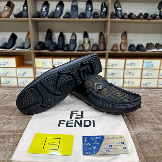 Fendi Black Green FF Normal Loafers