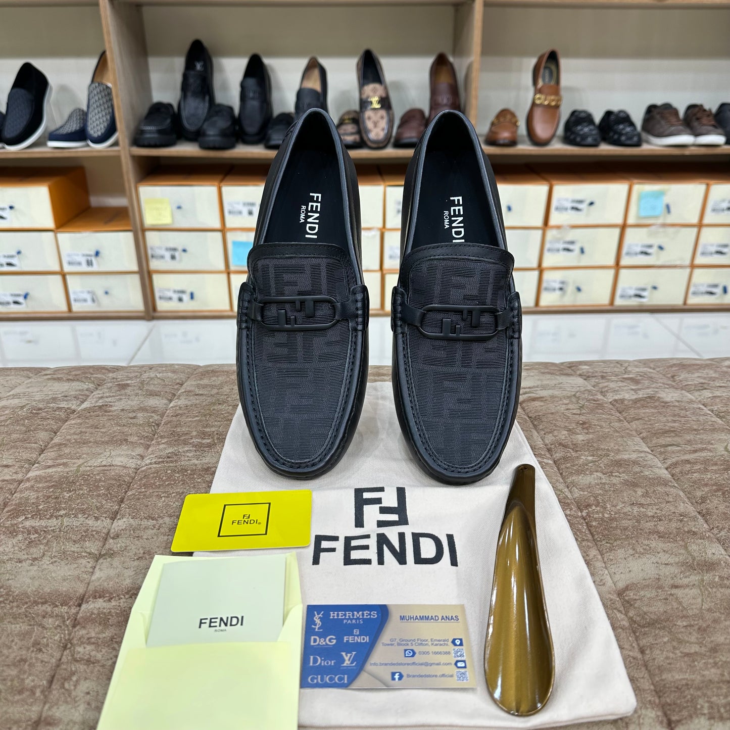 Fendi Black Grey Normal Loafers