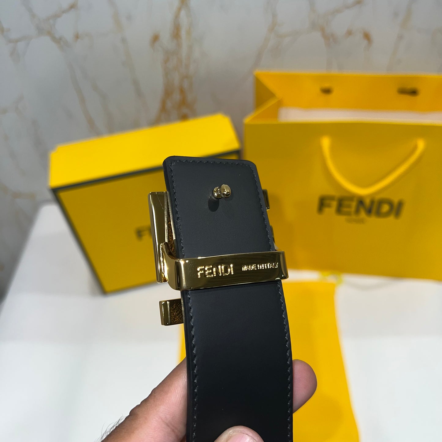 Fendi FF Golden Buckle Reversible Belt Black/Brown