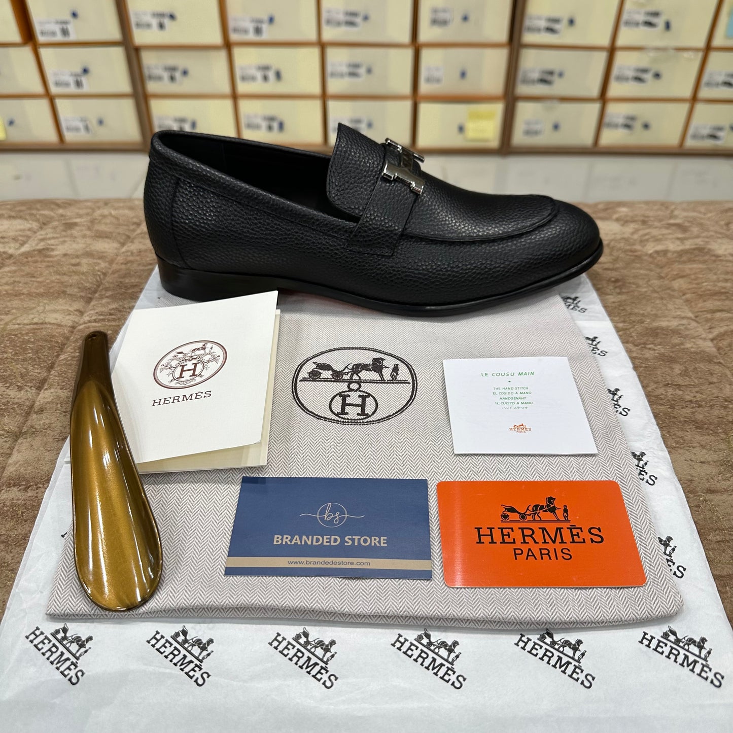 Hermes Paris Major Loafer In Black Grain Leather