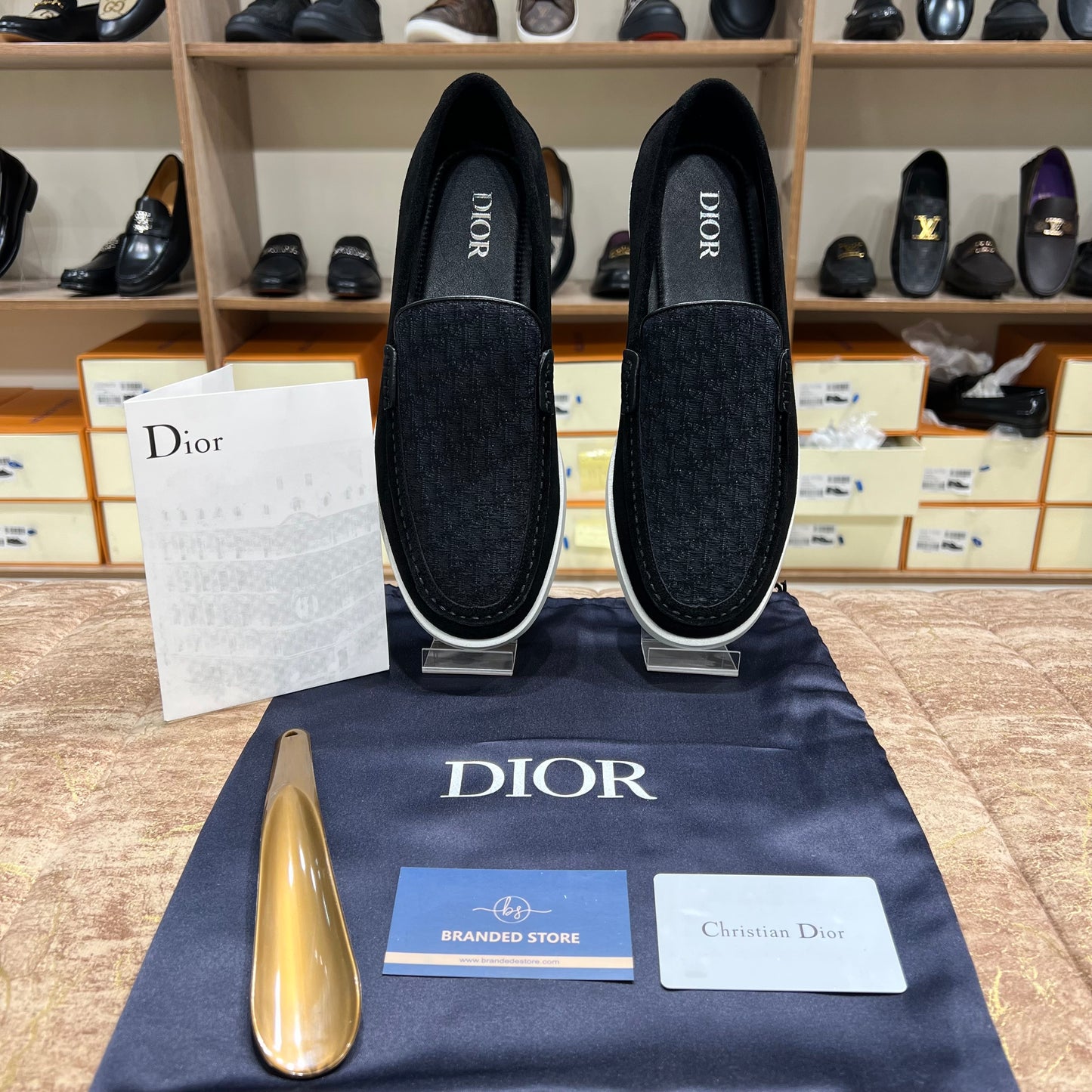 Dior Slip On Black Pattern Suede Leather