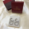 Valentino V Logo Silver White Earrings