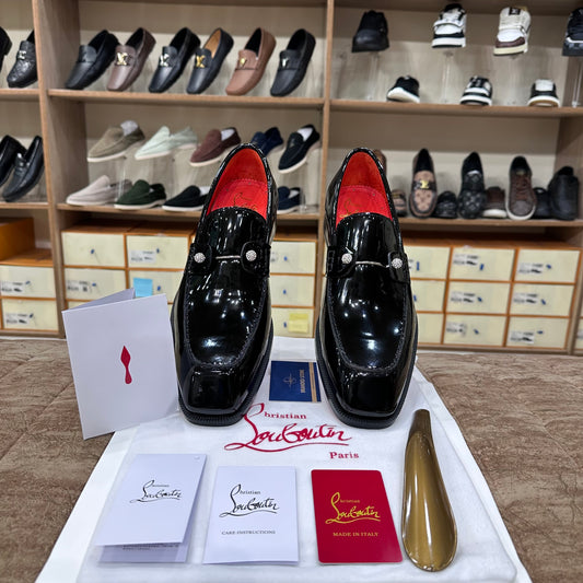 Christian Louboutin Chambelimoc Night Strass Black Loafers