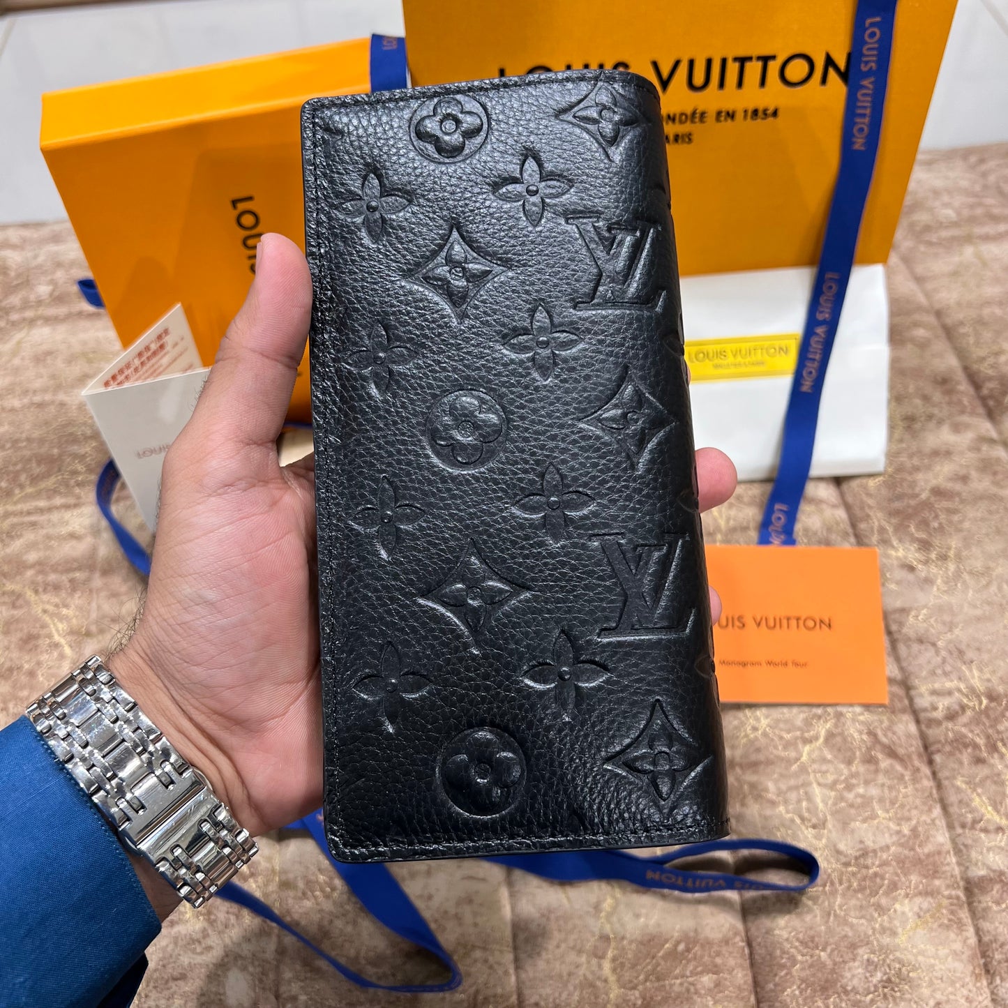 Louis Vuitton Black Embossed Long Wallet