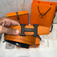 Hermes H Black Buckle Belt Reversible Black/Orange