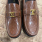 . Louis.Vuitton Light Brown Embossed Major Loafers