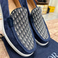 Dior Slip On Blue Pattern Suede Leather