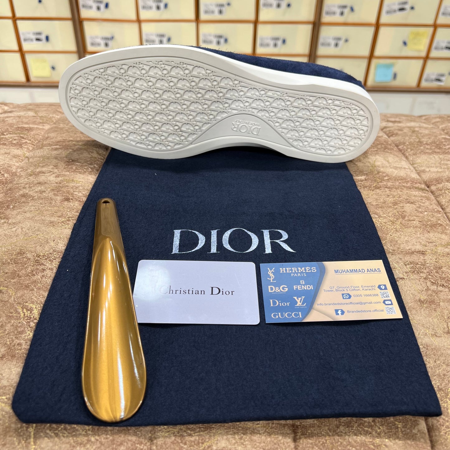 Dior Slip On Blue Pattern Suede Leather