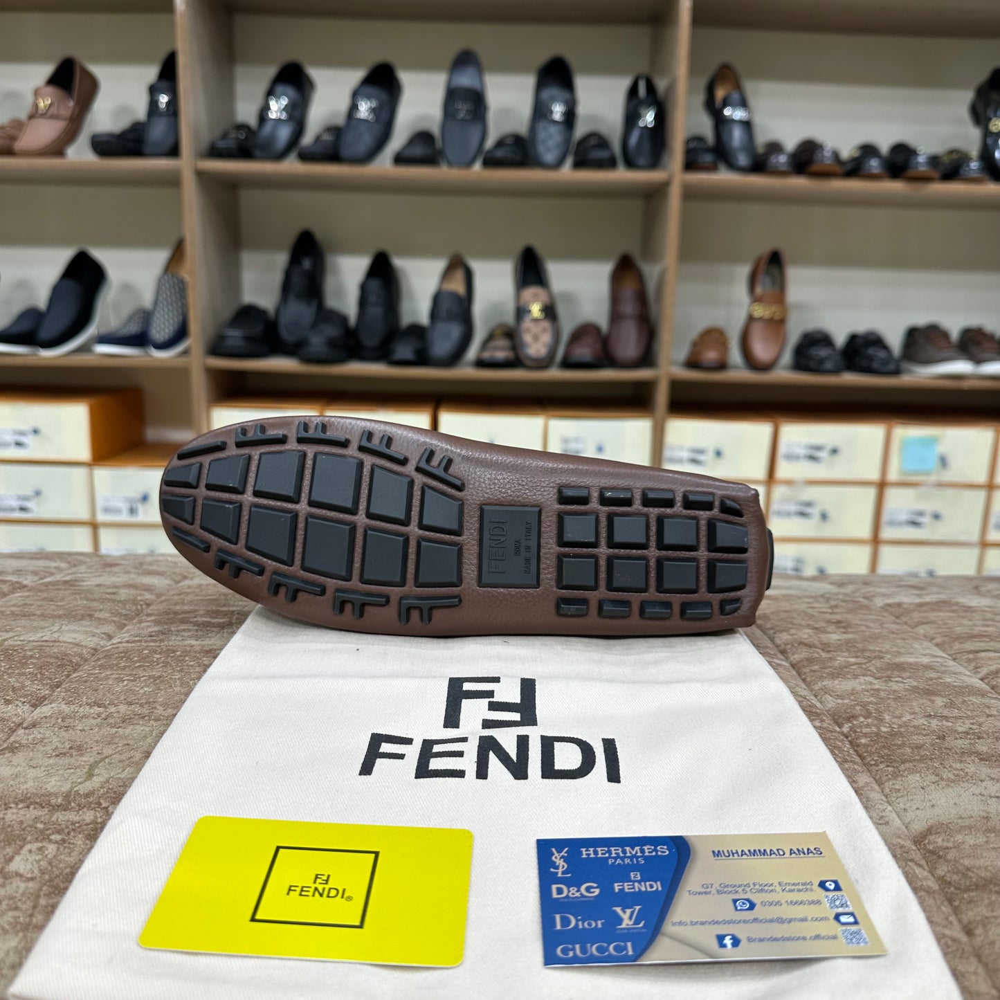 Fendi Brown Golden Buckle Normal Loafers