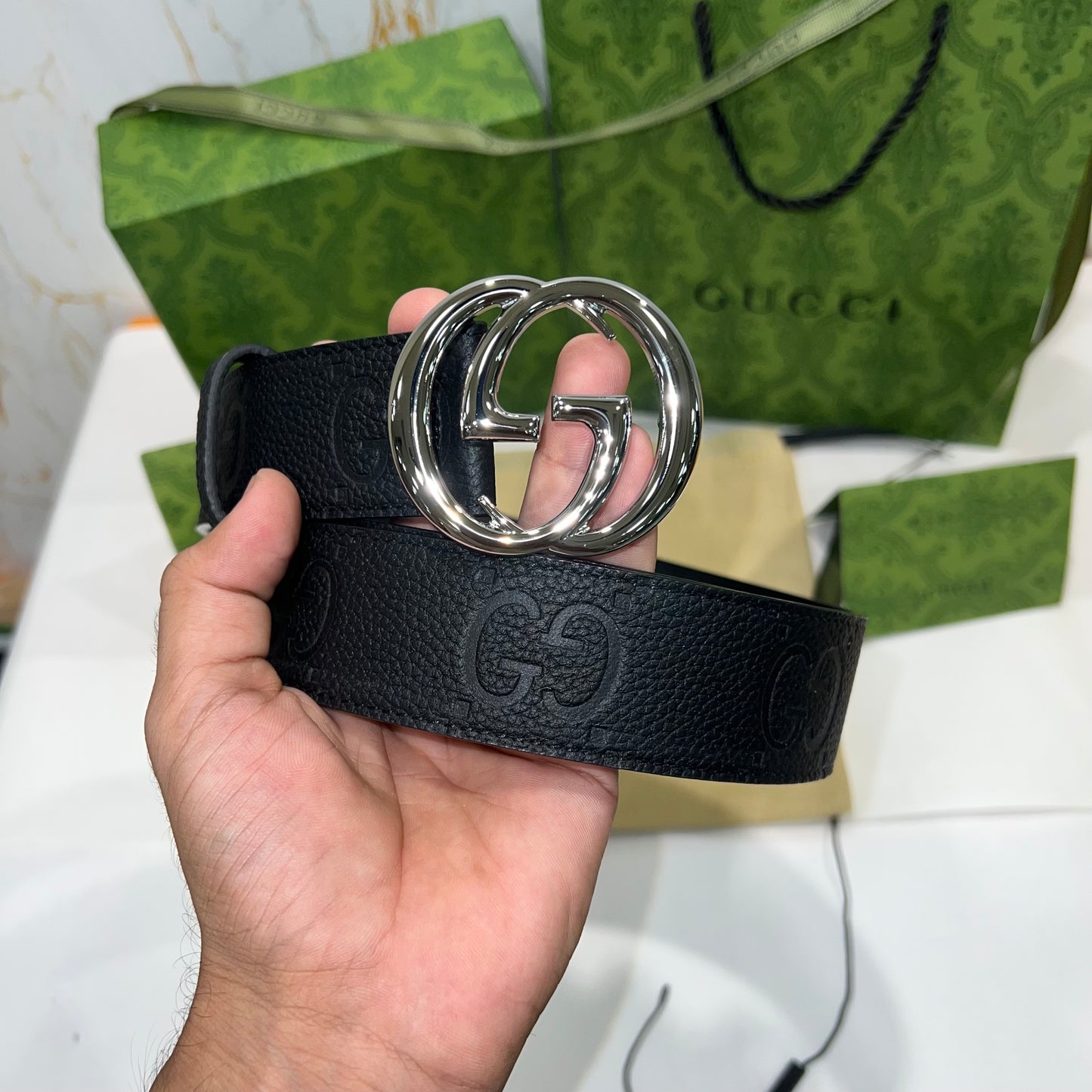 Gucci Interlocking G Buckle Black Belt