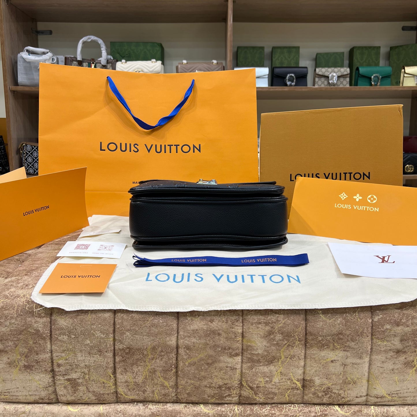 Louis.Vuitton Black Embossed Bag