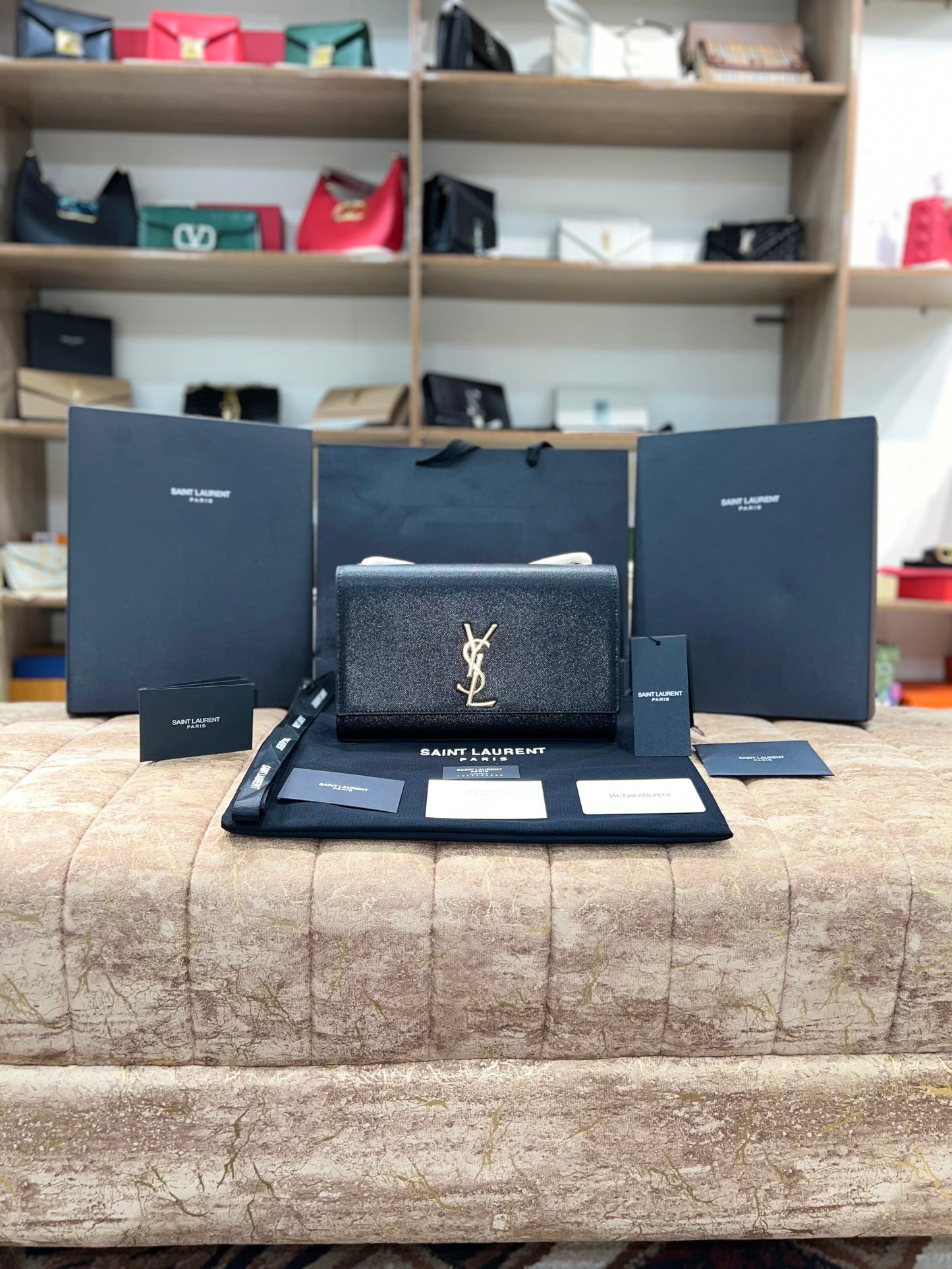 YSL Logo Black Shoulder Bag