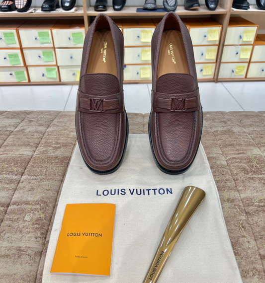 . Louis.Vuitton Brown Texture Major Loafers