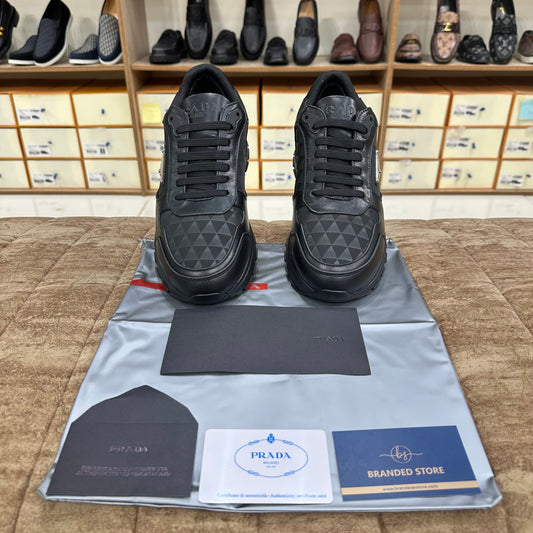 Prada Leather and Re-Nylon high top sneakers - Black