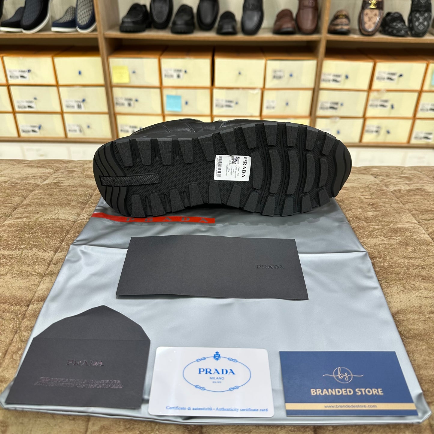 Prada Leather and Re-Nylon high top sneakers - Black