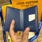 LV Blue Logo Printed Pocket Organizer Wallet