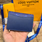 LV Blue Logo Printed Pocket Organizer Wallet