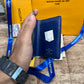 LV Blue Logo Printed Pocket Organizer Wallet