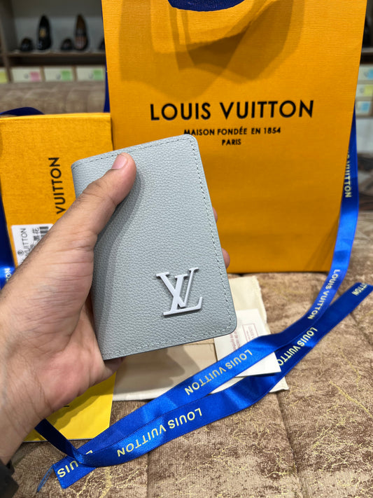 LV White Logo Pocket Organizer Wallet