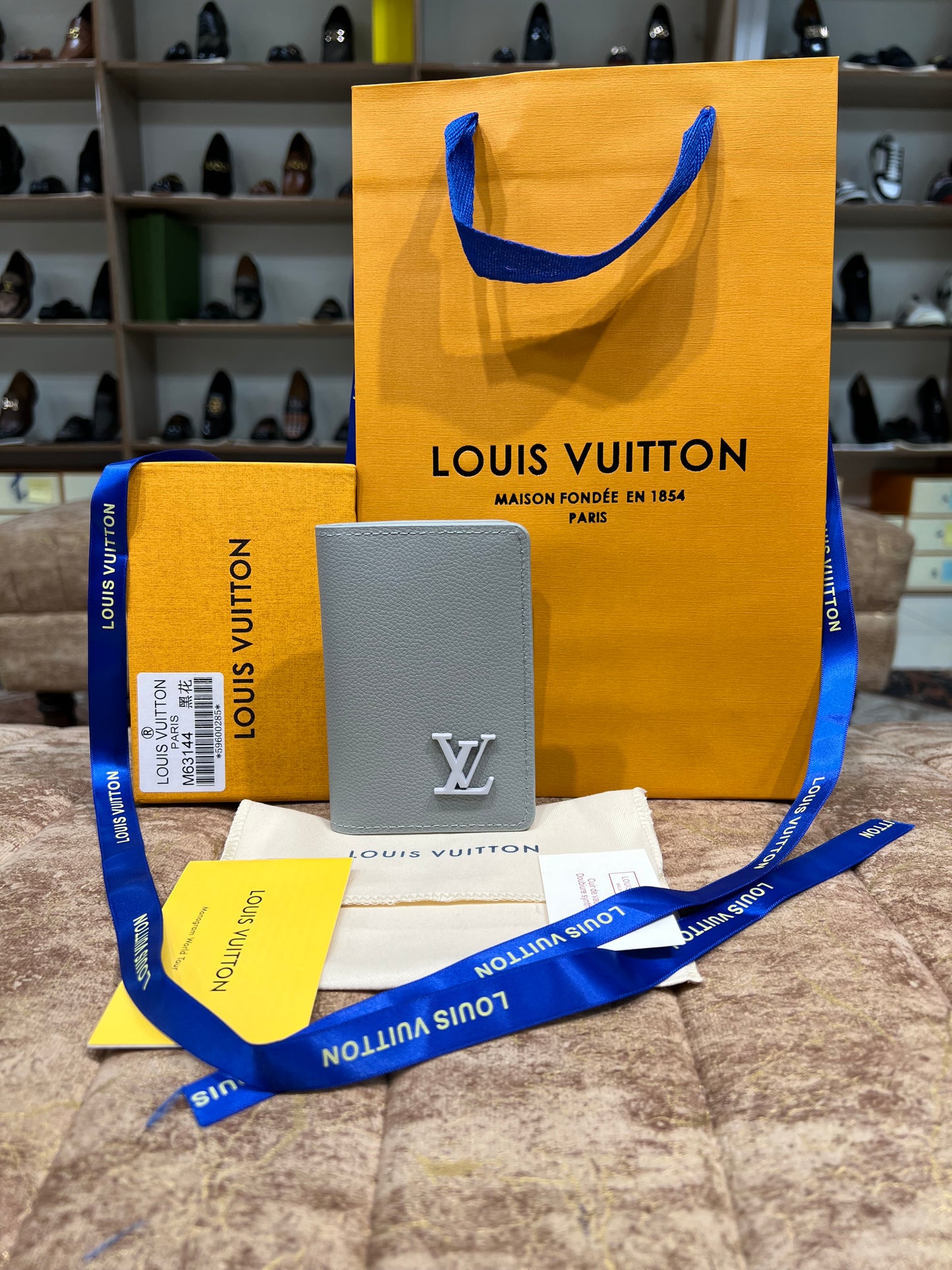 LV White Logo Pocket Organizer Wallet