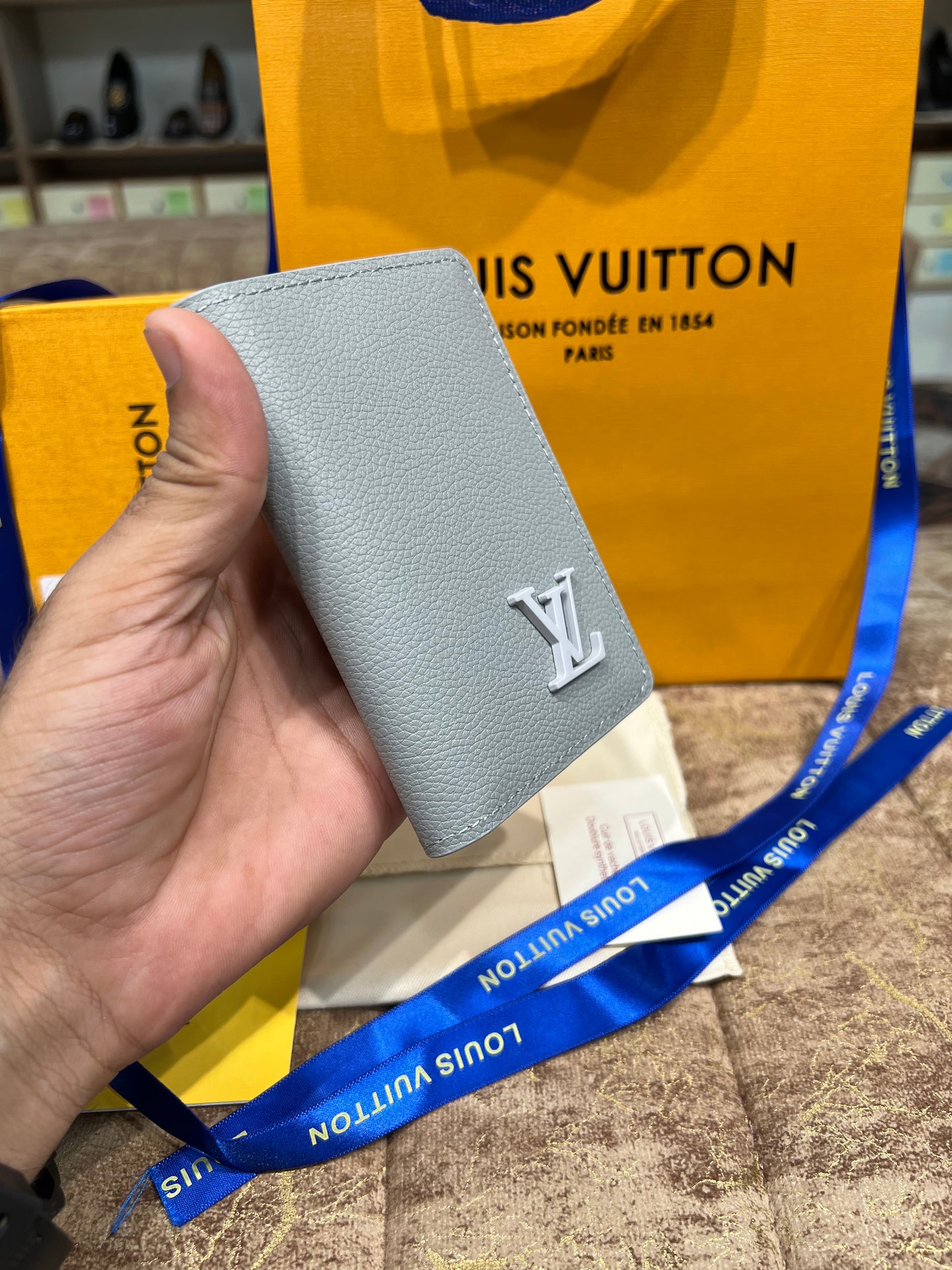 LV White Logo Pocket Organizer Wallet