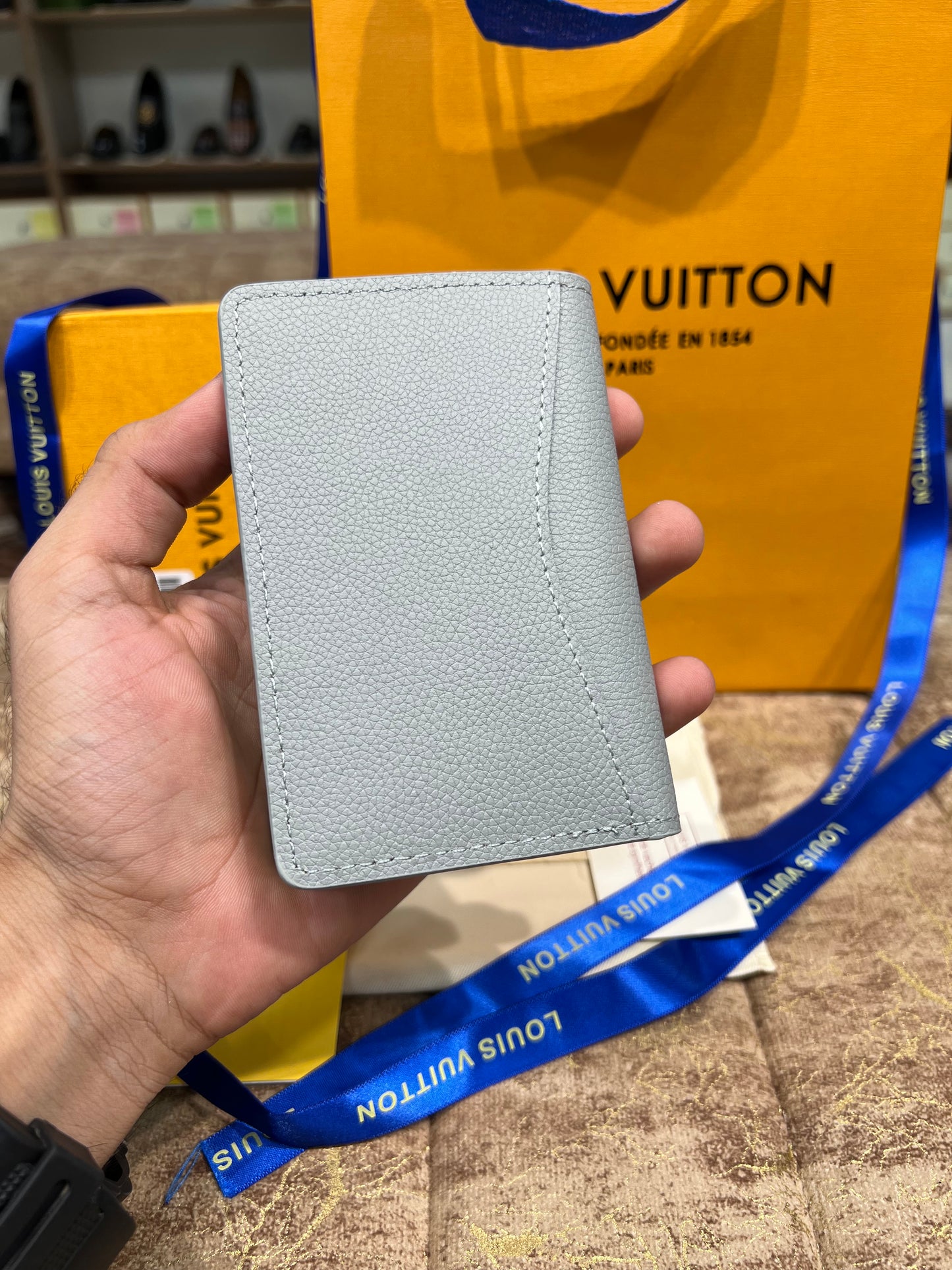 LV White Logo Pocket Organizer Wallet