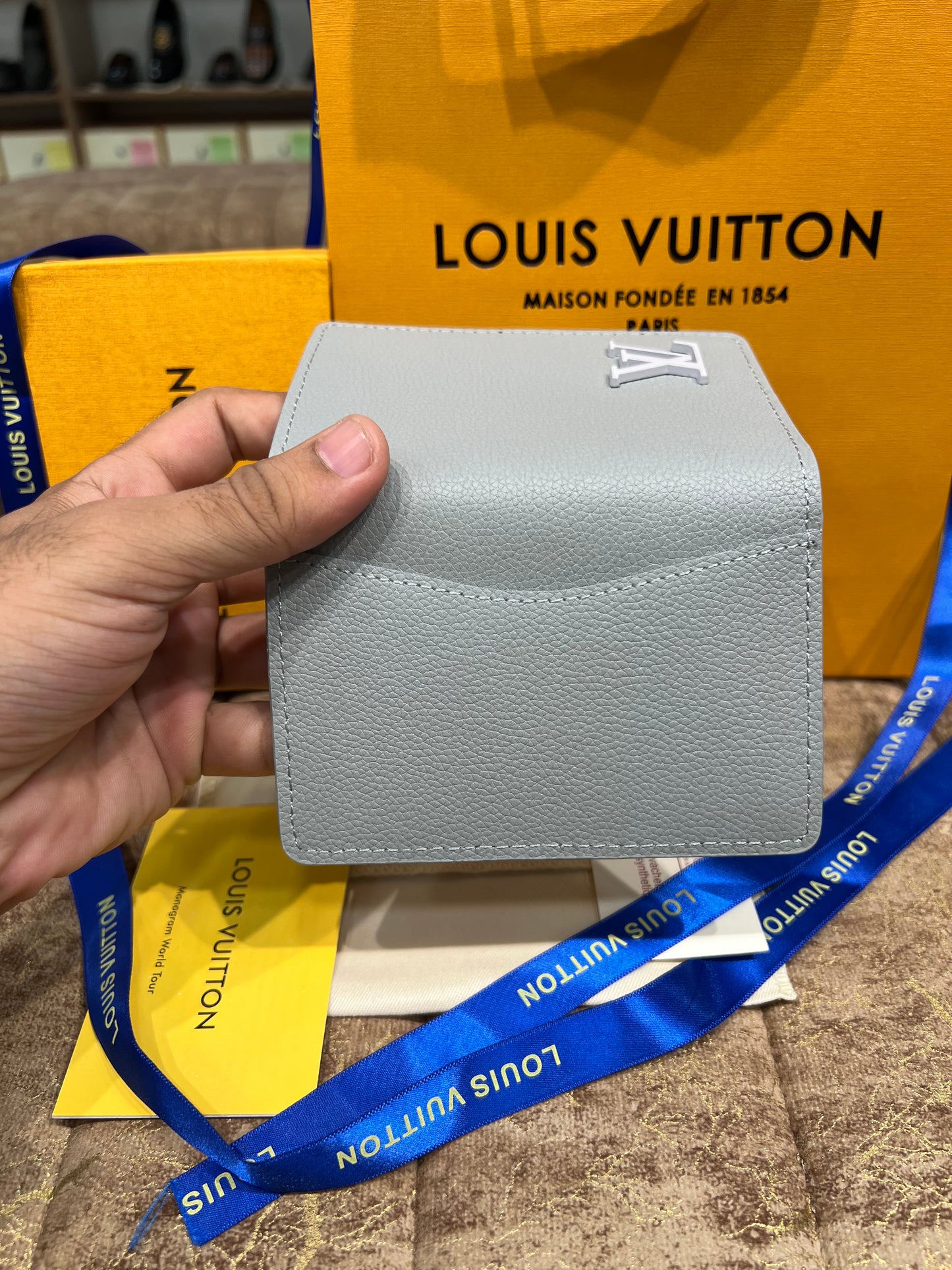 LV White Logo Pocket Organizer Wallet