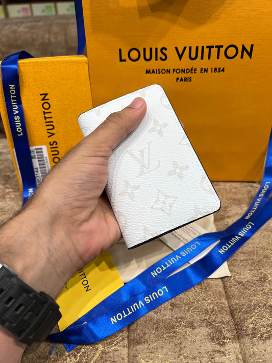 LV White Pocket Organizer Wallet